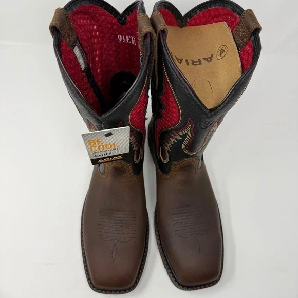 Ariat Groundbreaker VentTEK Steel Toe Mens Brown Red Wide Square Boots 11.5 EE